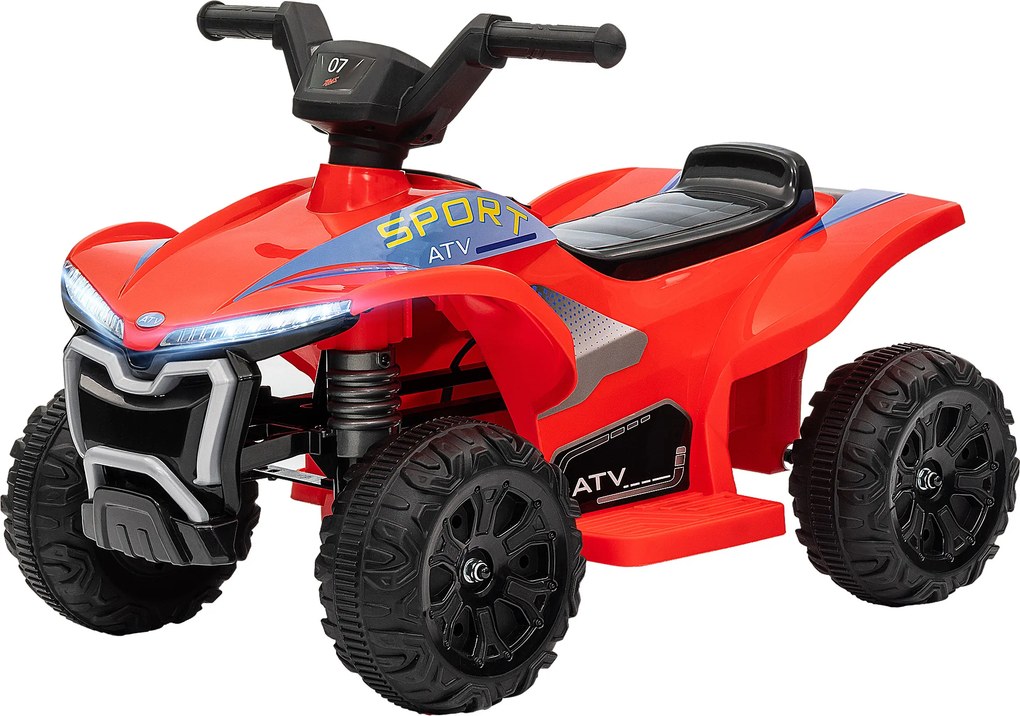 Moto 4 elétrica infantil de 6 V, carro elétrico para crianças com velocidade de 2,5 km/h, para crianças dos 18 aos 36 meses, 71 x 40,5 x 45 cm, vermel