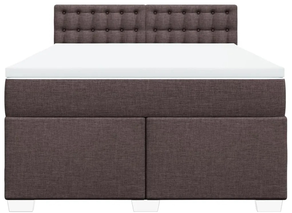 Cama com molas/colchão 160x200 cm tecido castanho-escuro