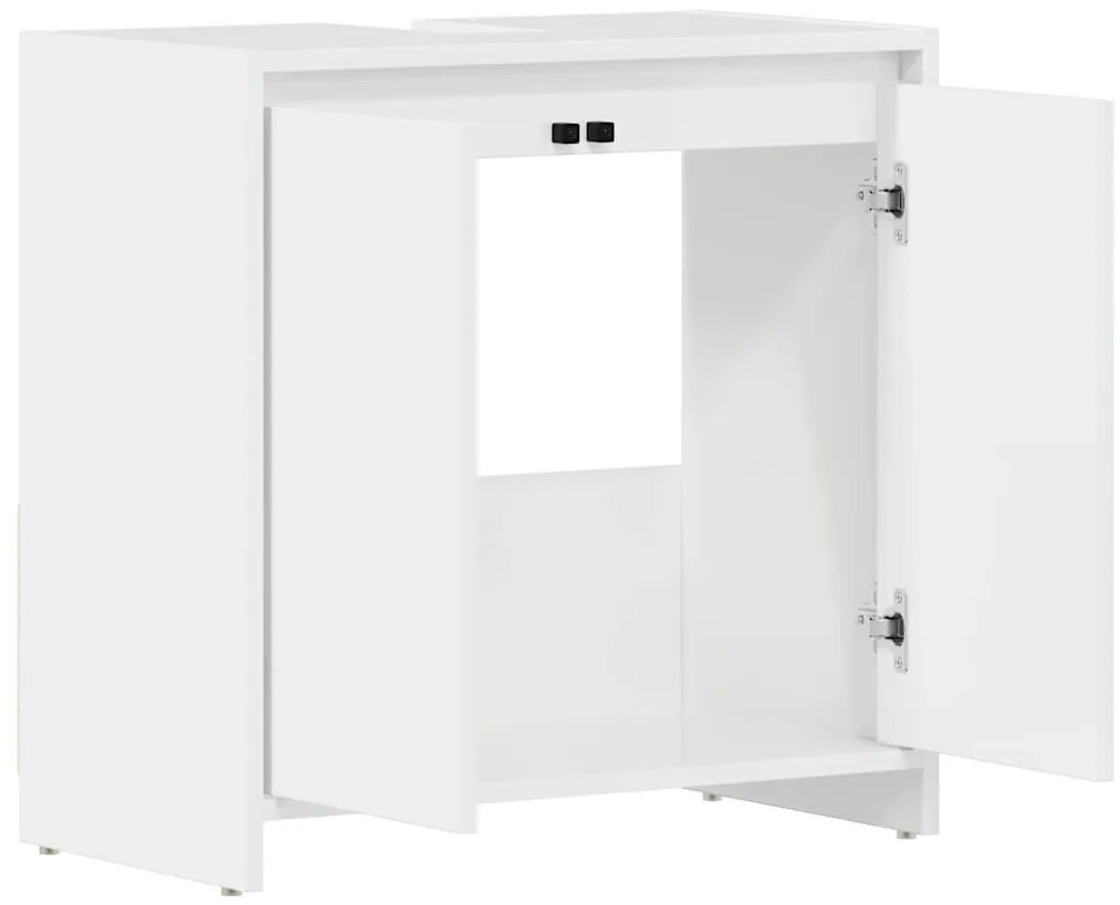 Armário casa de banho 60x33x61 cm contrapl. branco brilhante