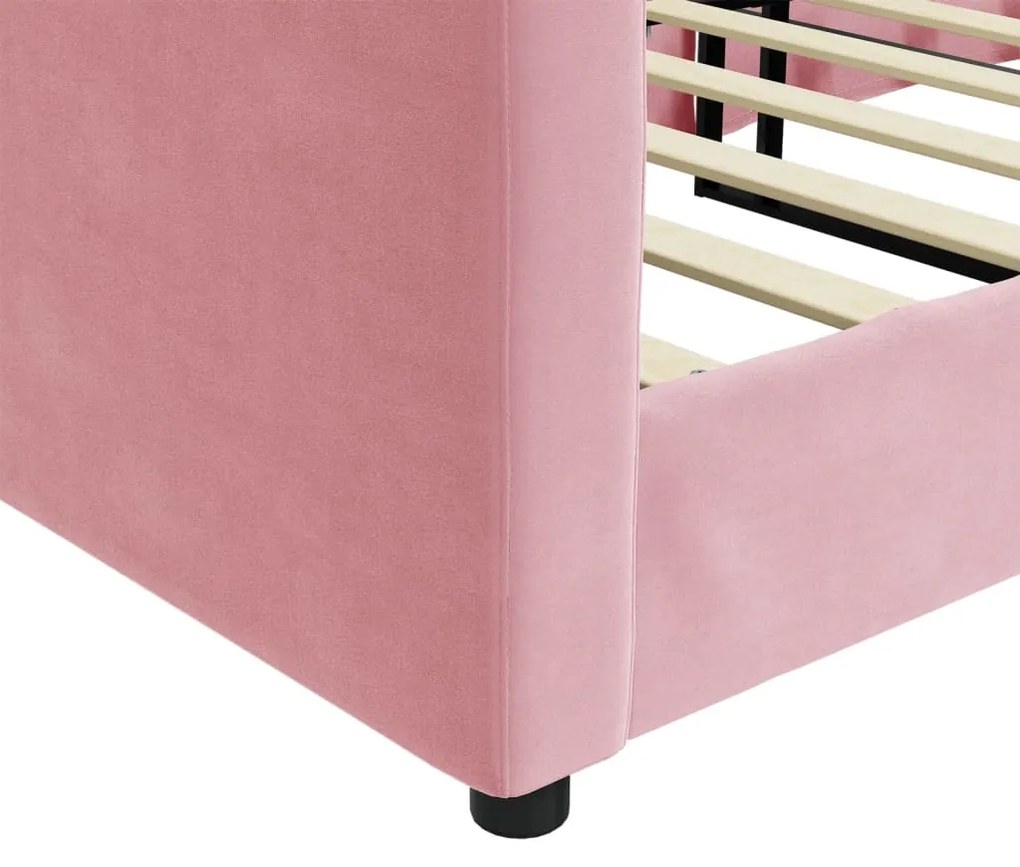 Sofá-cama 100x200 cm veludo rosa