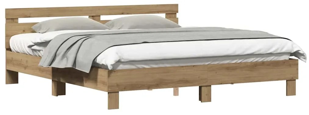 Estrutura da Cama com cabeceira Carvalho Artesanal 180 x 200 cm