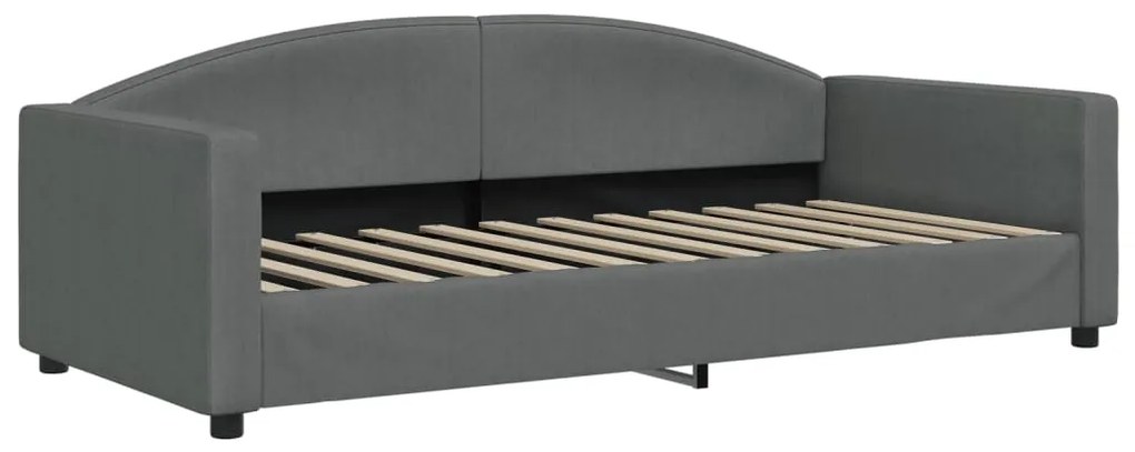 Sofá-cama com colchão 90x200 cm tecido cinzento-escuro