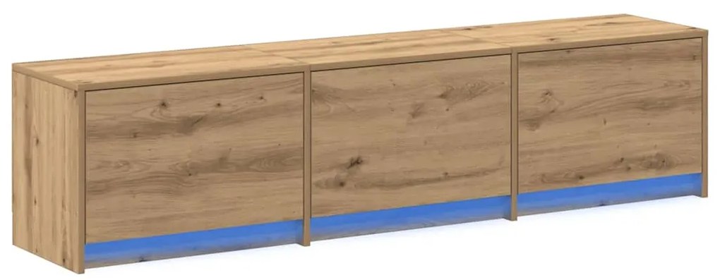 Gabinete de TV com LED Carvalho Artesanal 165x34x40 cm Madeira de Enge