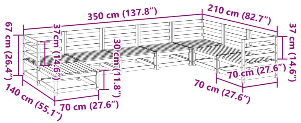 8 pcs conjunto sofás de jardim pinho maciço