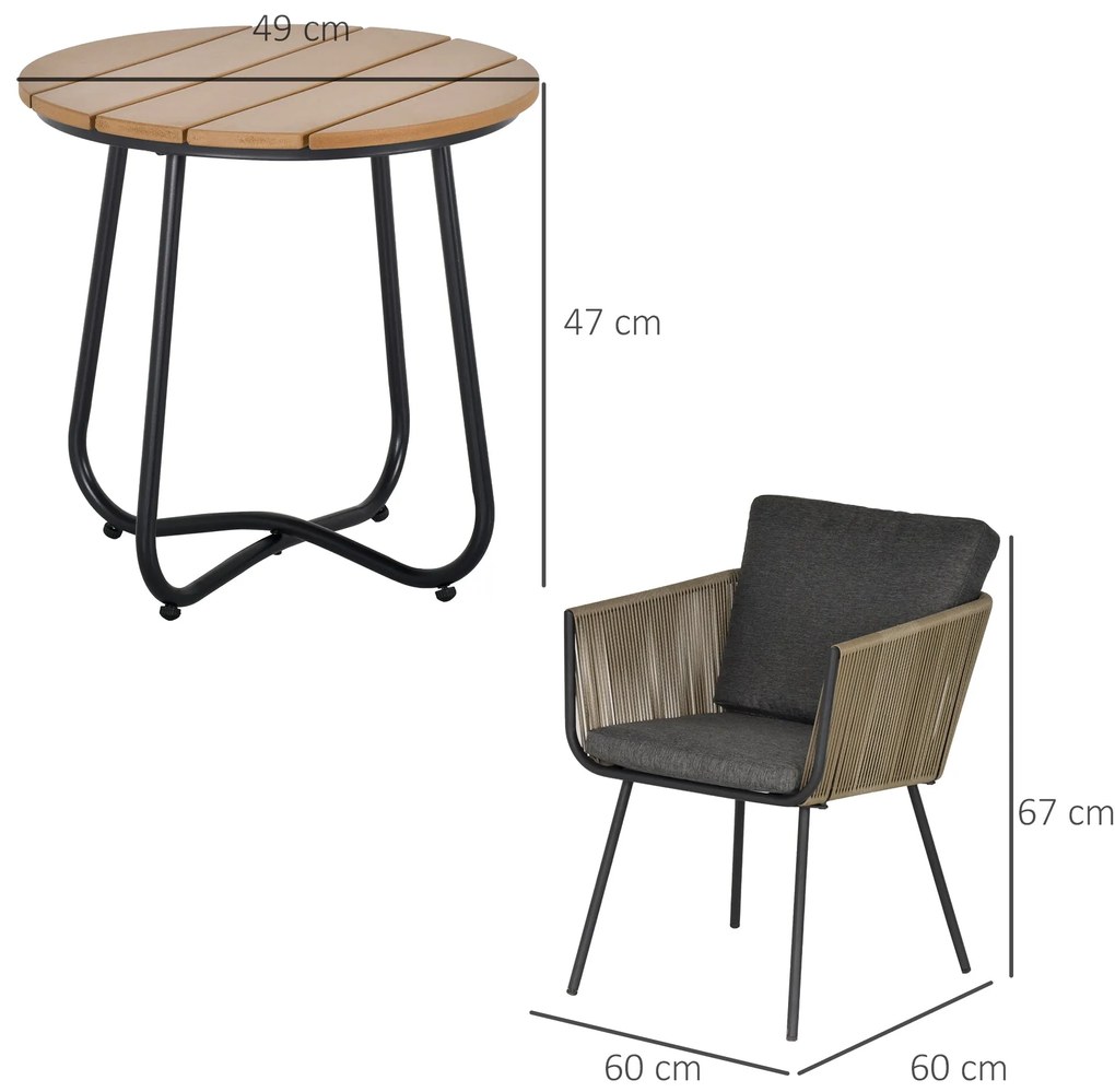 Conjunto de Móveis de Vime Conjunto de Móveis para Jardim 3 Peças Mesa