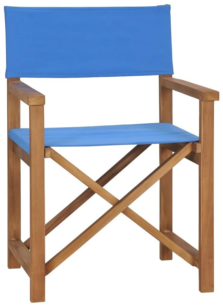 47412 vidaXL Cadeira de realizador em madeira de teca maciça azul