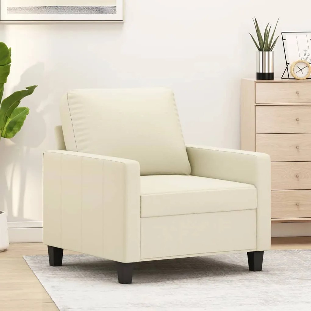 Poltrona 60 cm couro artificial creme