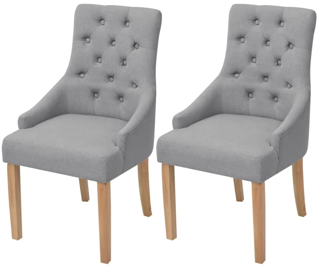 Cadeiras de jantar 2 pcs tecido cinzento-claro