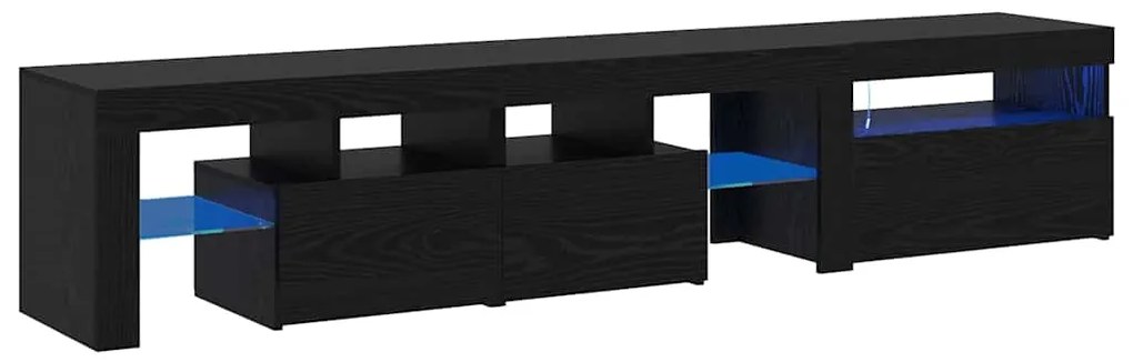 Gabinetes de TV vidaXL 2 peças com luzes LED de carvalho preto em made