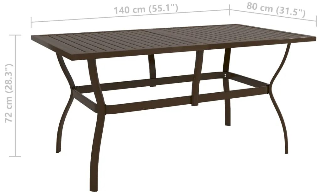 Mesa de jardim 140x80x72 cm aço castanho
