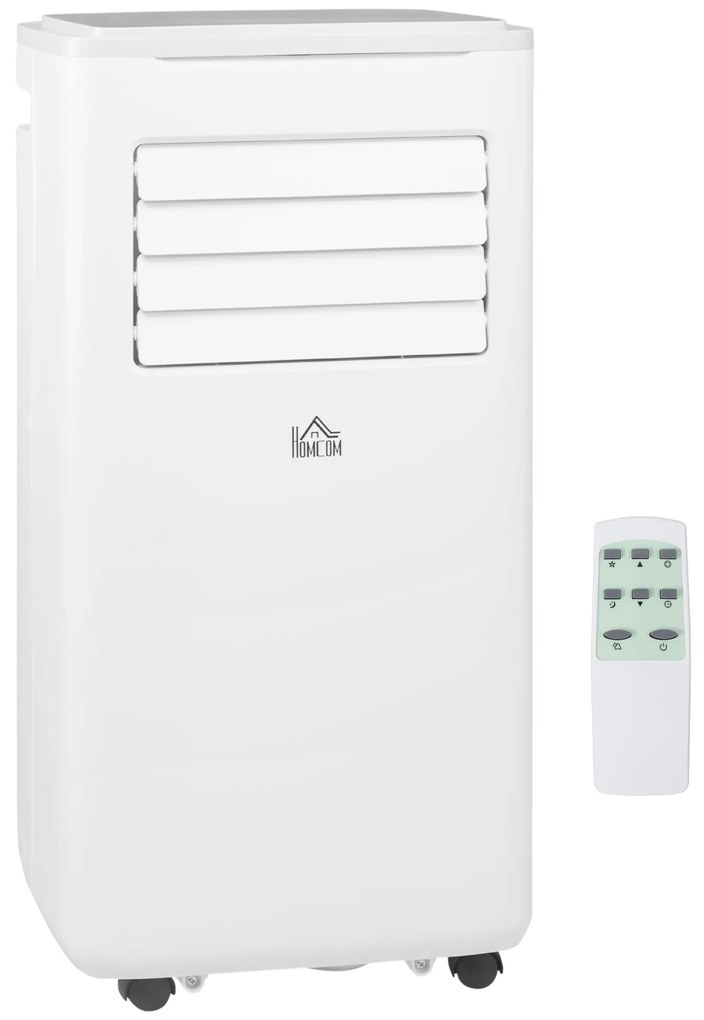 HOMCOM Ar Condicionado Portátil 9000BTU 1010W Refrigerador Ventoinha Desumidificadorc om Ecrã LED  e Temporizador 35,3x35x72,5 cm Branco