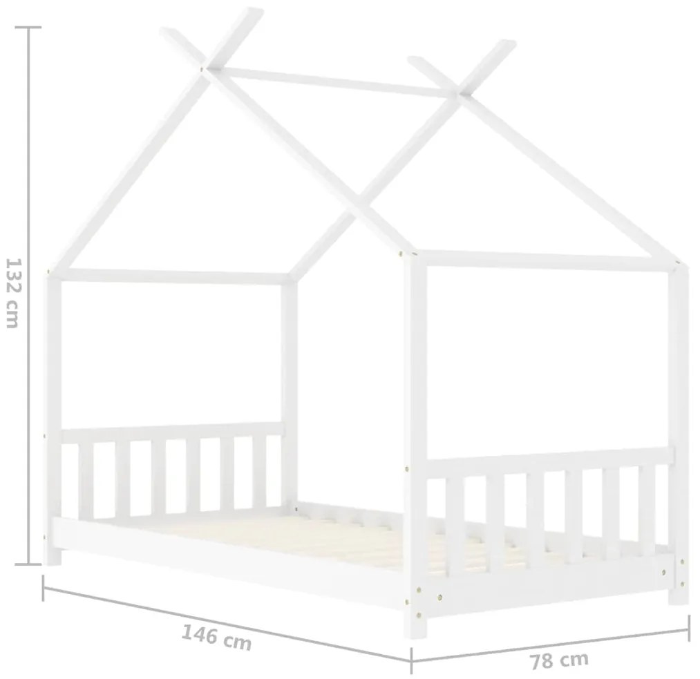 Estrutura de cama para crianças 70x140 cm pinho maciço branco