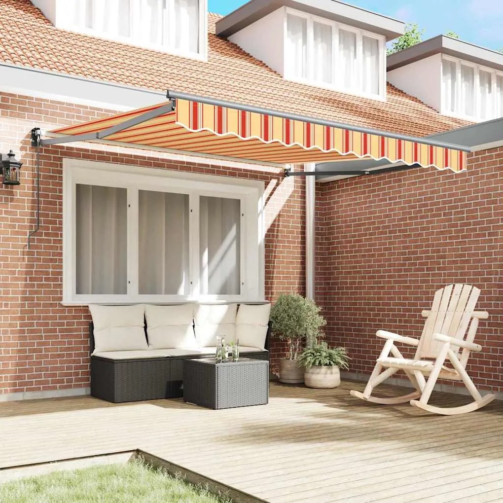 Toldo Retrátil Manual Amarelo e Laranja 300 x 250 cm