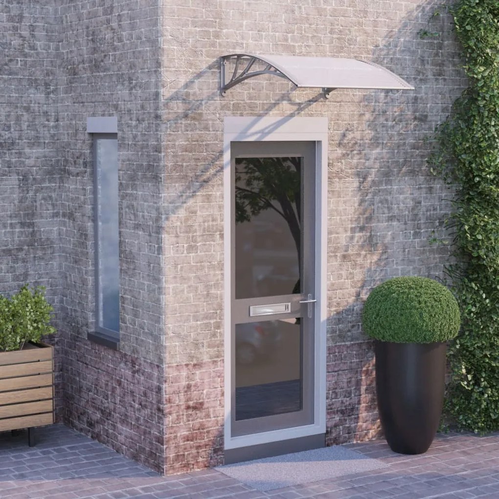 153586 vidaXL Toldo para porta 80x80 cm policarbonato cinzento e transparente