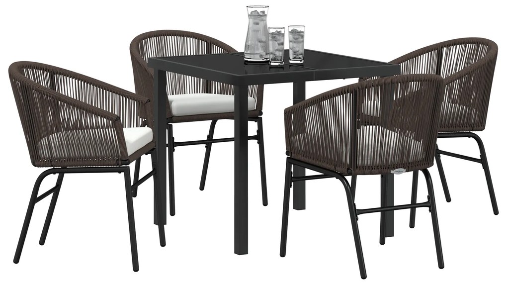 Conjunto de Jantar de Jardim 5 Peças Marrom Rattan PE