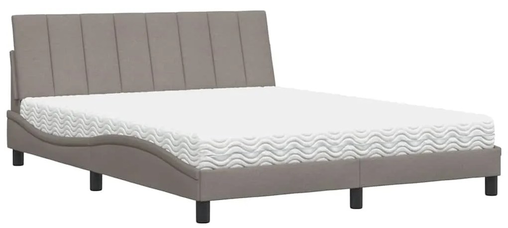 Cama com colchão 160x200 cm tecido castanho-acinzentado