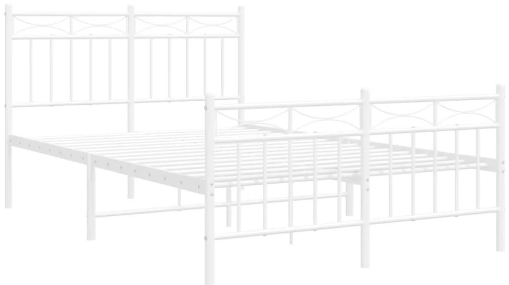 Estrutura de cama com cabeceira e pés 120x200 cm metal branco