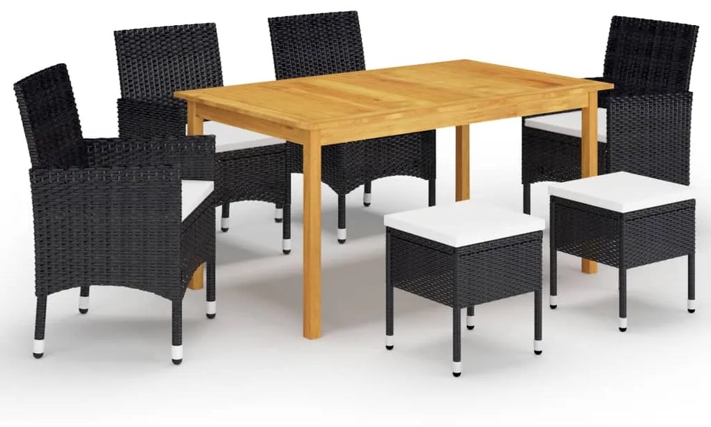 vidaXL 7 pcs conjunto de jantar para jardim preto