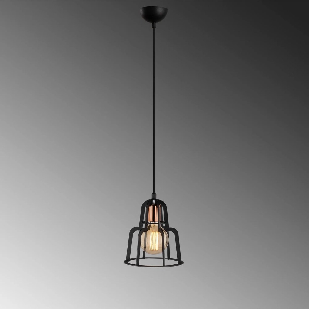 Candeeiro de Teto Endustri – Preto – Diâmetro 20 cm, Altura 116 cm