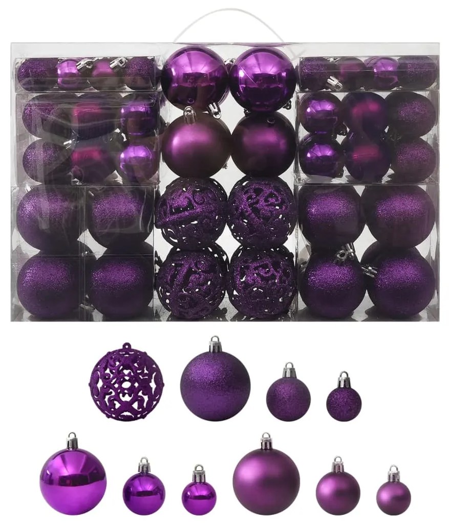 Conjunto de bolas de natal 100 pcs roxo