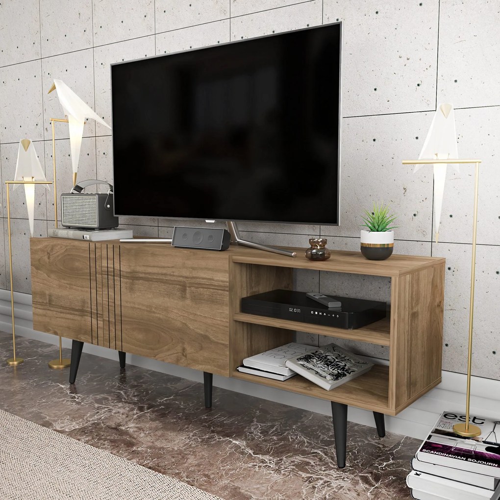 Móvel TV Ronas – Nogueira – 160x35x38,6 cm