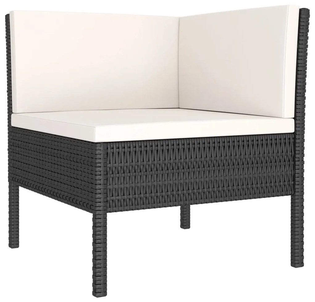 6 pcs conjunto lounge de jardim c/ almofadões vime PE preto