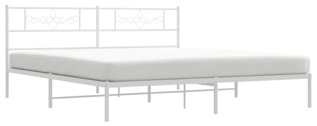 Estrutura de cama com cabeceira 200x200 cm metal branco