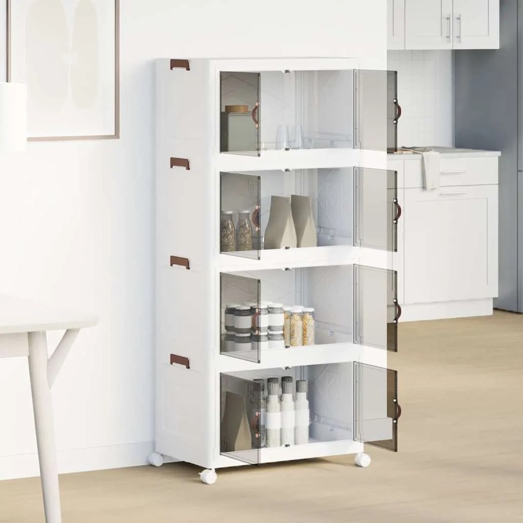Caixa arrumação empilhável com rodas 4 níveis 75L 64x40x141,5cm