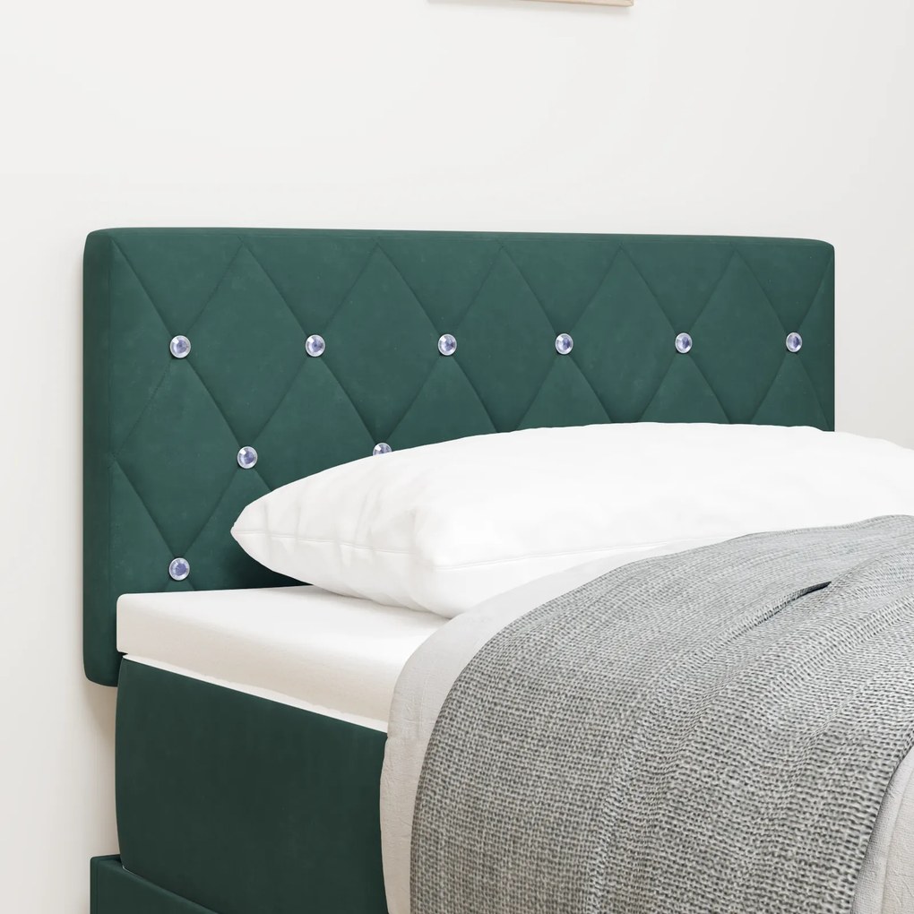 Cabeceira vidaXL Botão de Cristal Estofada Verde Escuro 80 cm Veludo