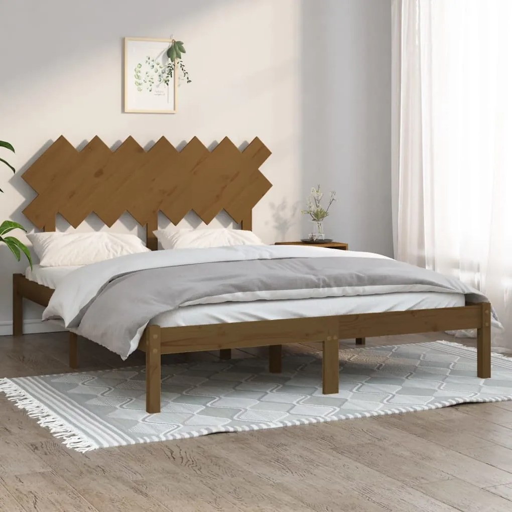 vidaXL Estrutura de cama 140x200 cm madeira maciça castanho-mel