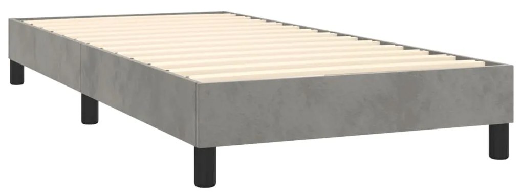 Cama box spring c/ colchão/LED 100x200 cm veludo cinzento-claro