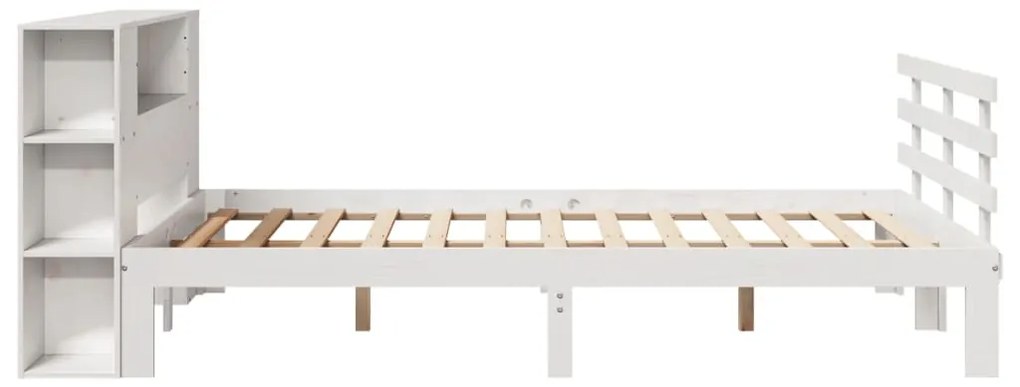 Cama com estante sem colchão 150x200 cm pinho maciço branco