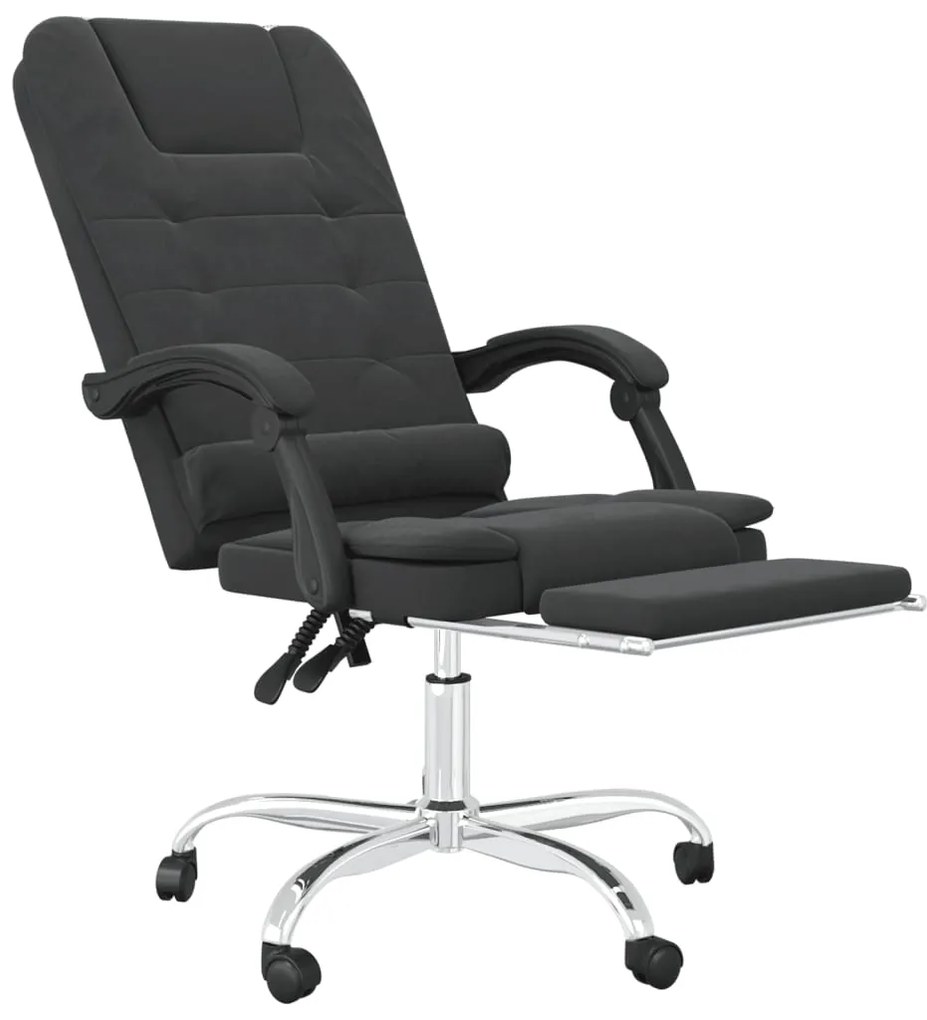 Cadeira escritório massagens reclinável couro artificial preto