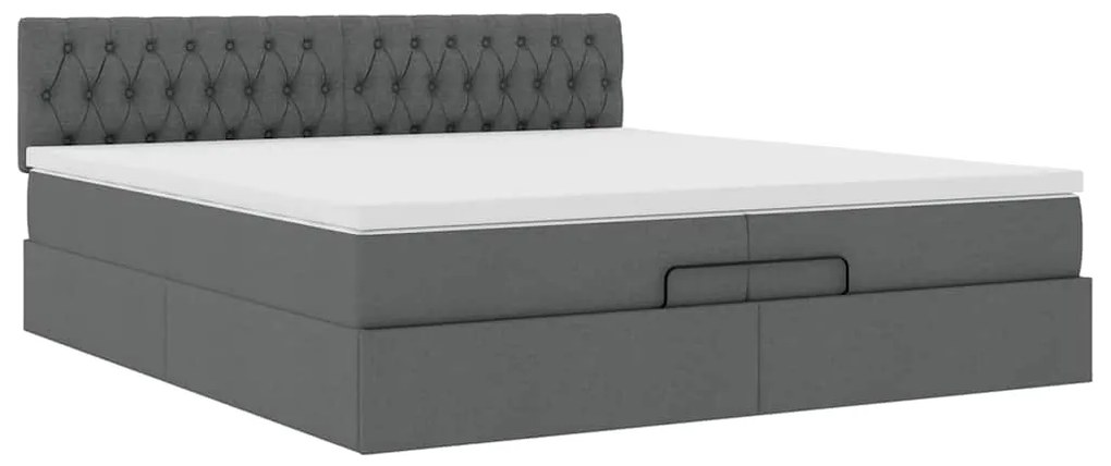 Estrutura de cama otomana com colchão 200x200cm cinzento-escuro