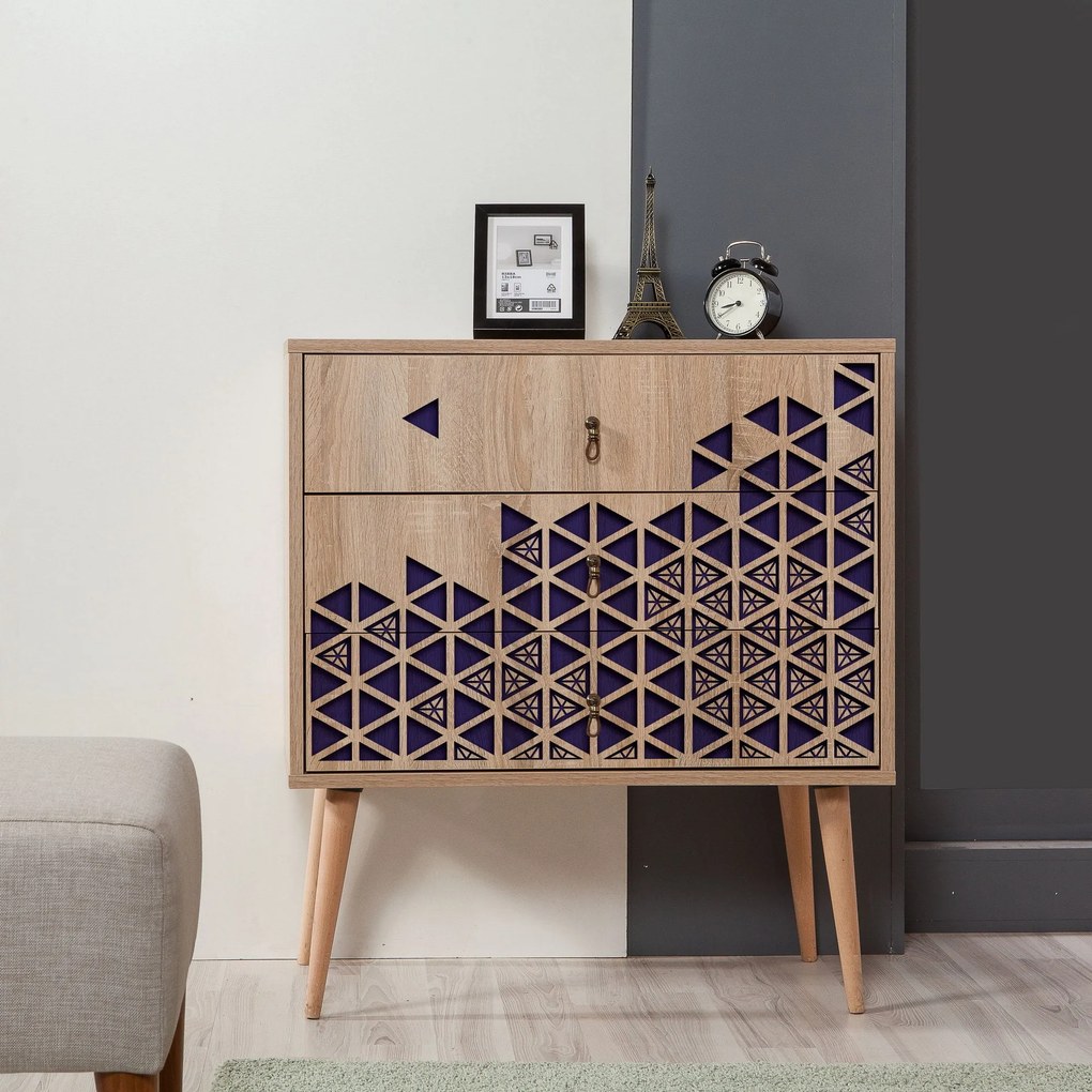 Cômoda Trio – Carvalho Sonoma – 80x90x40 cm