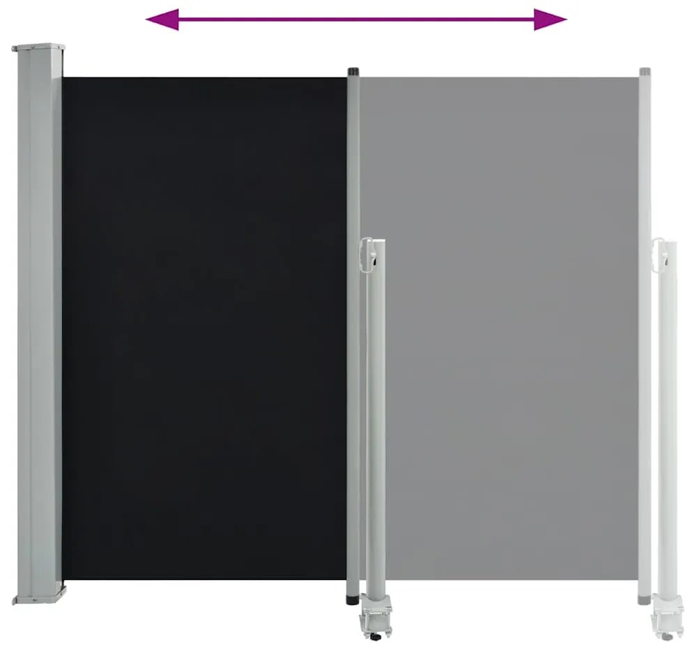 Toldo lateral retrátil para pátio 120x300 cm preto
