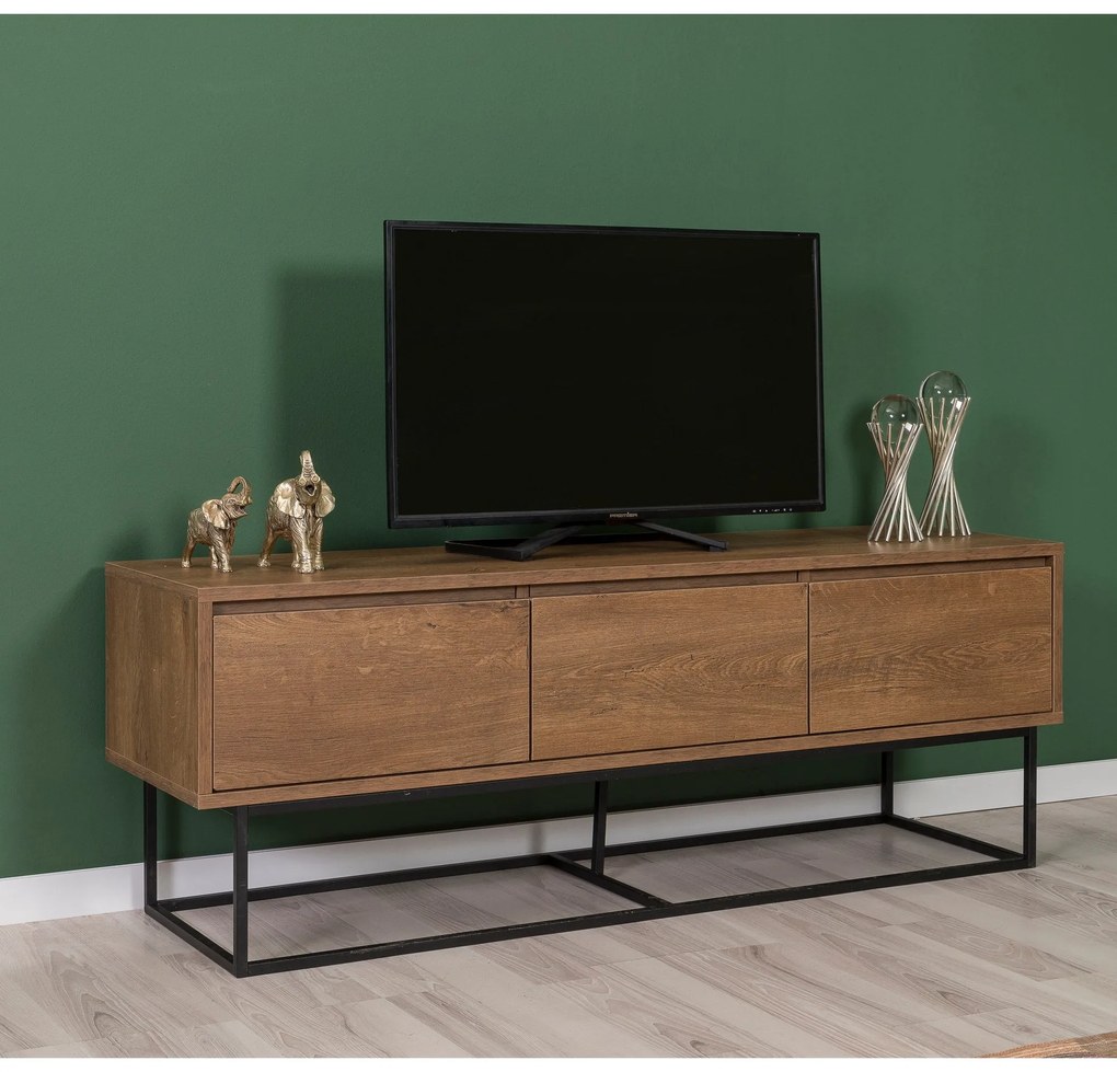 Conjunto de Mobiliário de Sala de Estar Laxus – Nogueira Preta – TV: 1