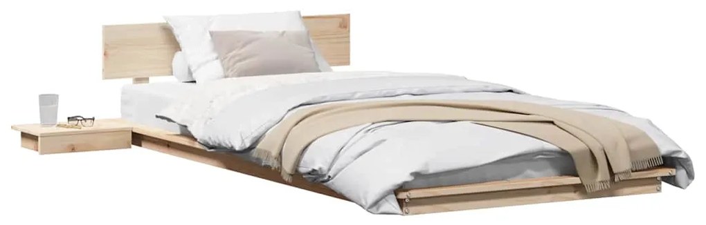 Estrado de Cama com Mesas de Cabeceira 80x200cm Madeira Sólida