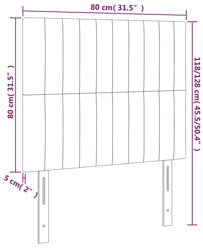 Cabeceira de cama c/ LED veludo 80x5x118/128 cm cinza-escuro