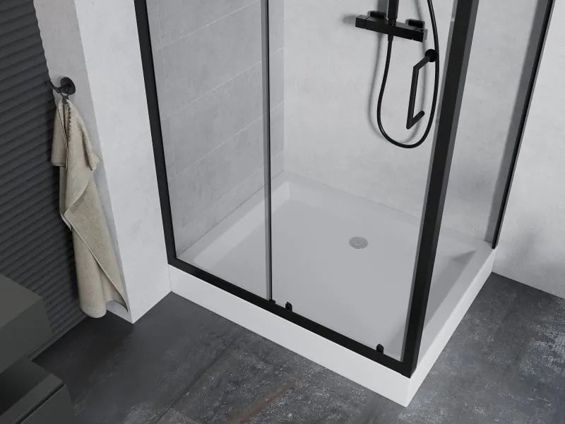 Mexen Apia cabine de duche deslizante 120 x 90 cm, transparente, preta + base de duche Rio - 840-120-090-70-00-4510