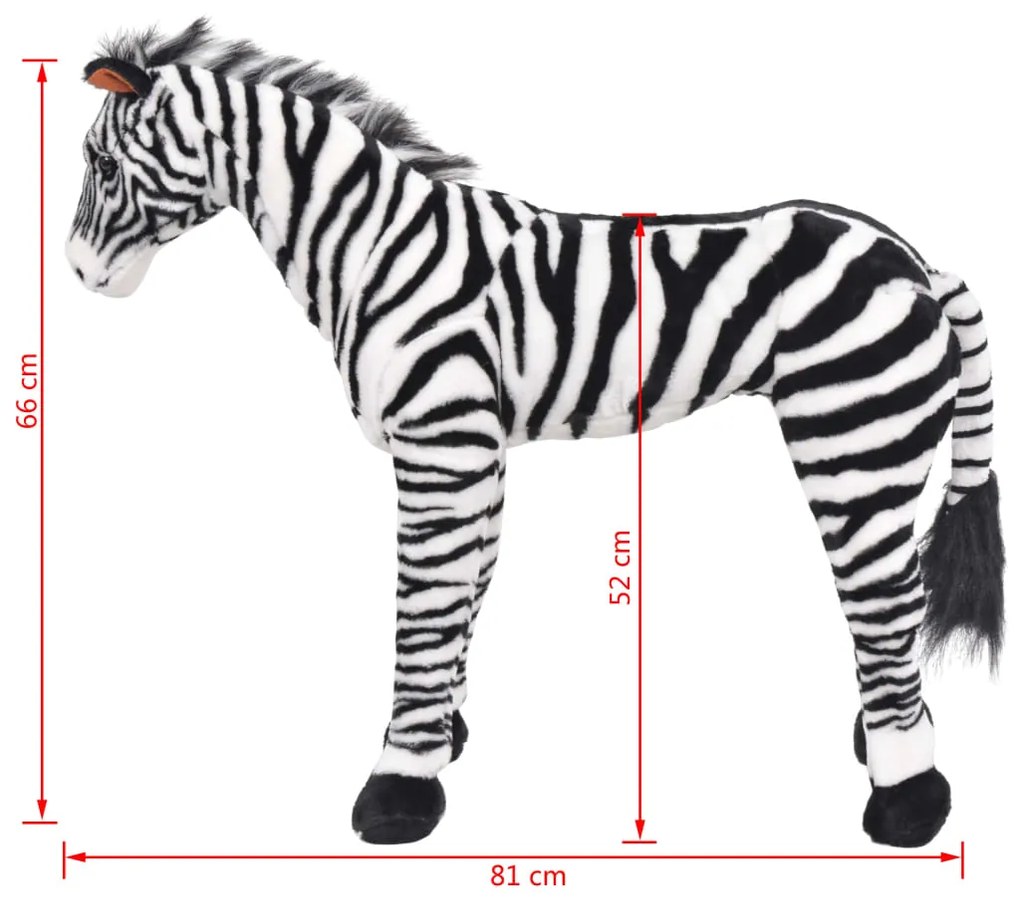 Brinquedo de montar zebra peluche preto e branco XXL