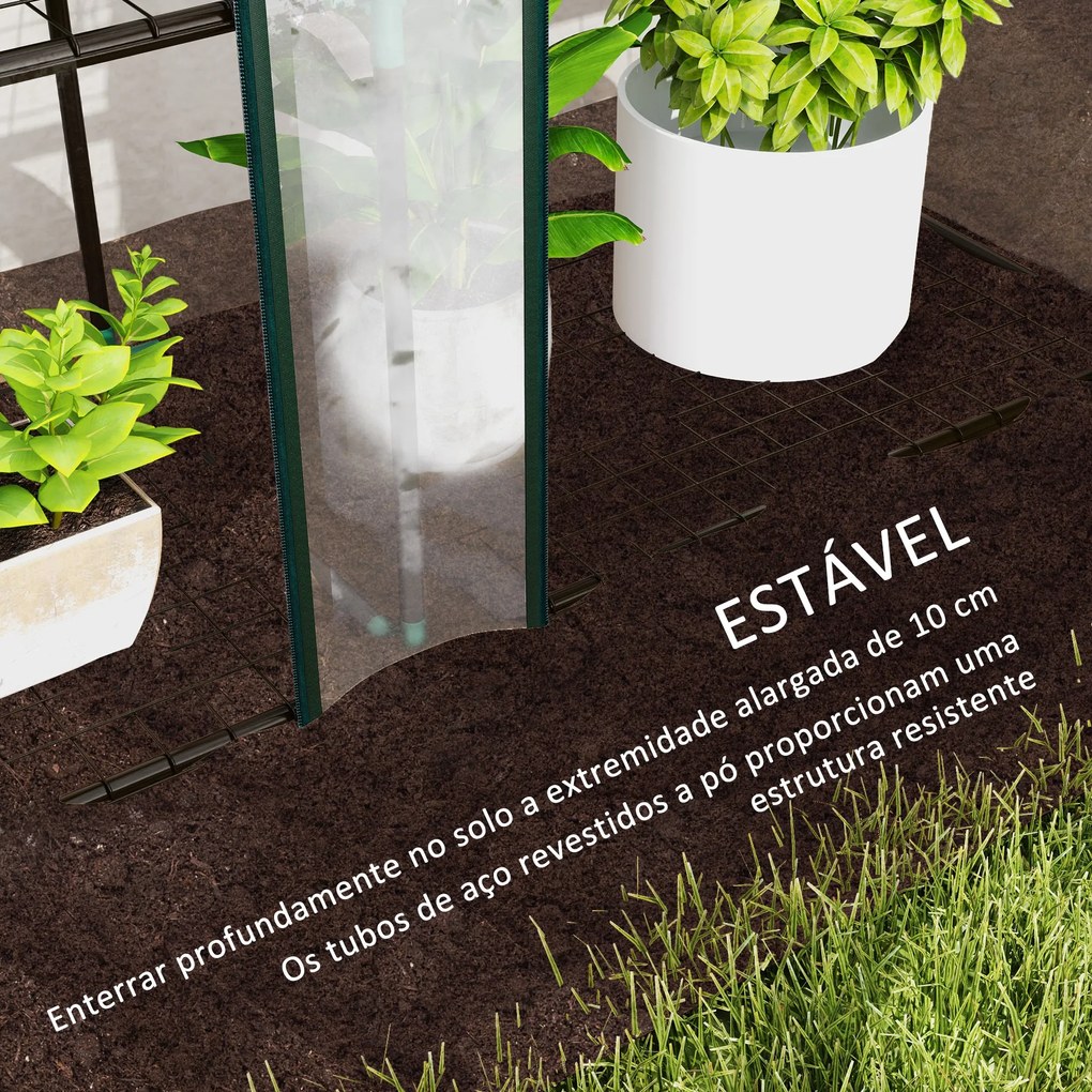 Estufa Pequena Estufa de Exterior com Prateleiras de 3 Níveis Portas c