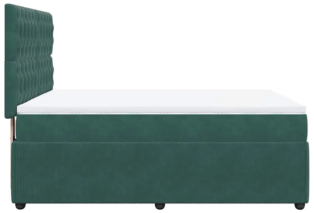 Cama com molas/colchão 140x200 cm veludo verde-escuro