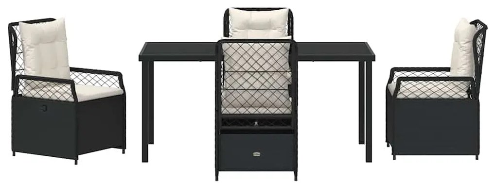 Conjunto de Jantar de Jardim 5 Peças em Rattan Sintético Preto.