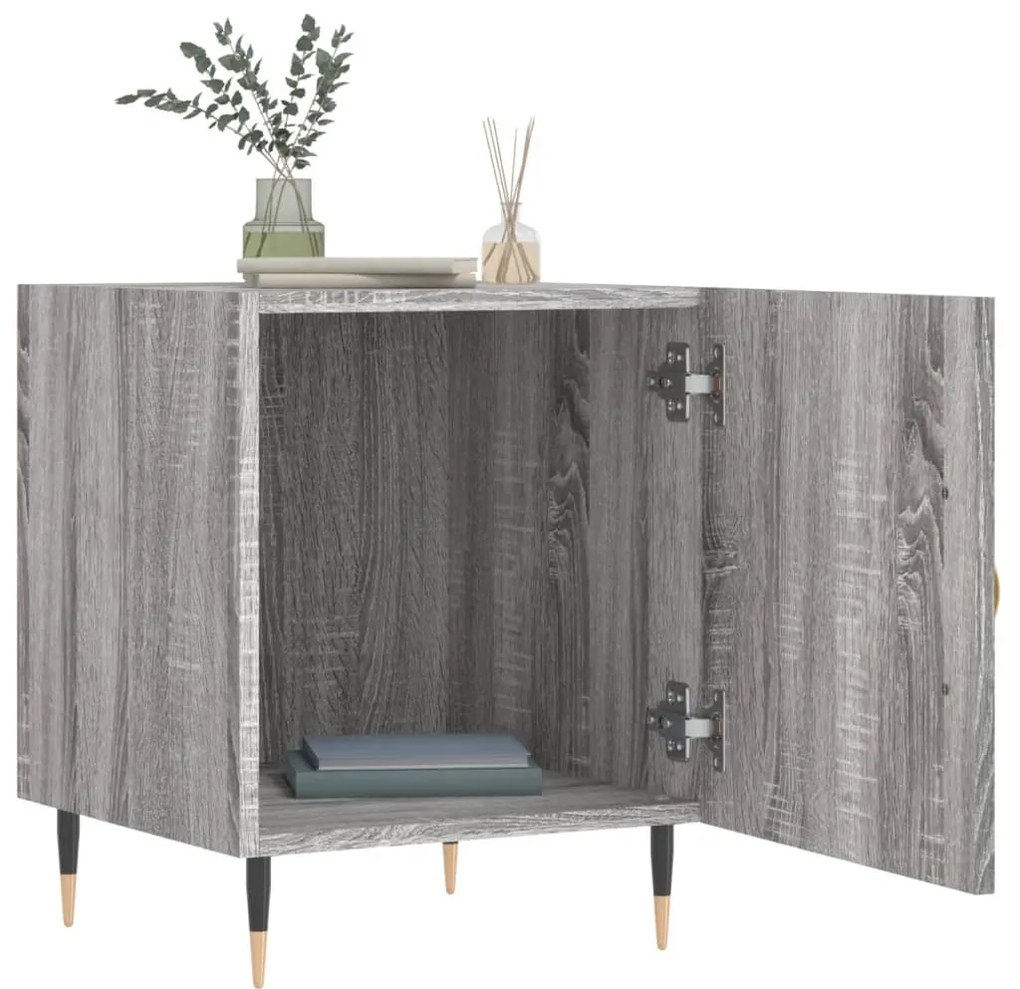 Mesa cabeceira 40x40x50 cm derivados de madeira cinzento sonoma