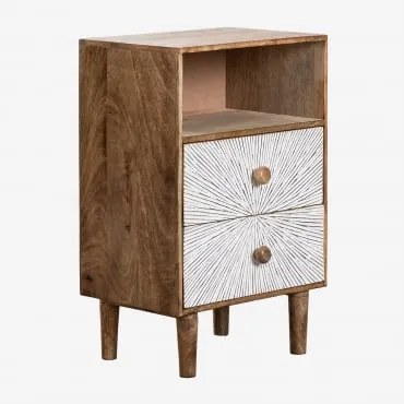 Pack De 2 Mesas De Cabeceira Retangulares 35x30 Cm Em Madeira De Manga Kaobany Madeira De Manga - Sklum