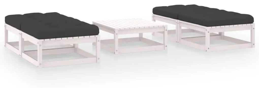 vidaXL 5 pcs conjunto lounge de jardim c/ almofadões pinho maciço