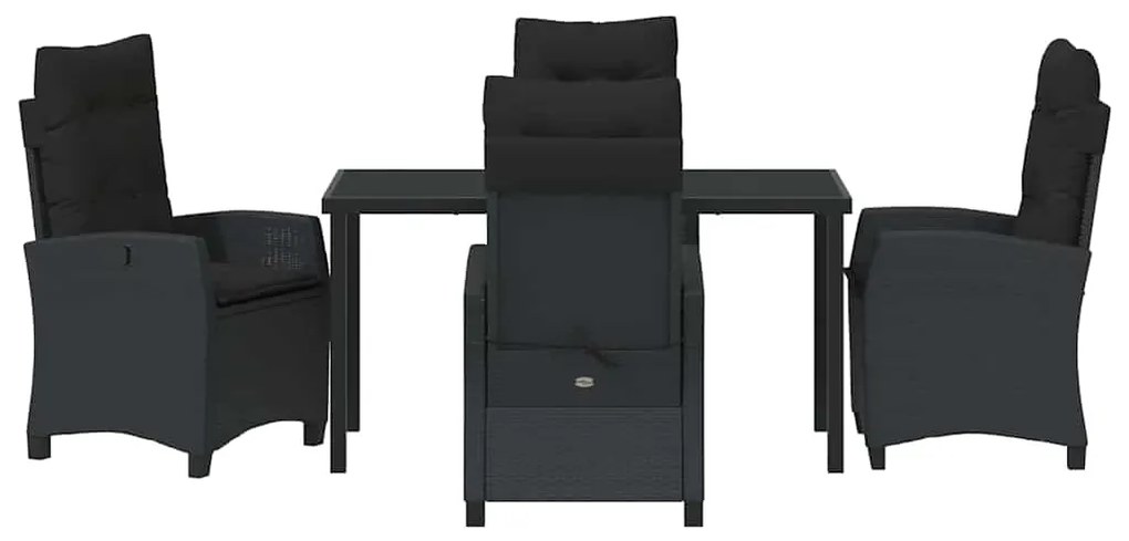 Conjunto de Jantar de Jardim com 5 Peças e Almofadas - Rattan Preto e