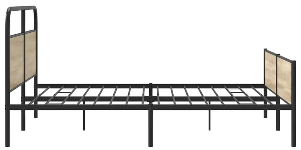 Estrutura de cama sem colchão 150x200 cm metal carvalho fumado
