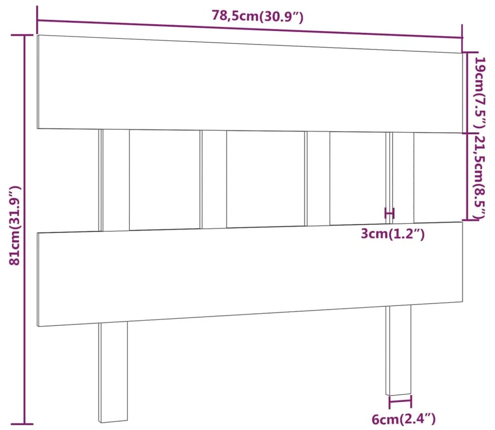 Cabeceira de cama 78,5x3x81 cm pinho maciço castanho mel